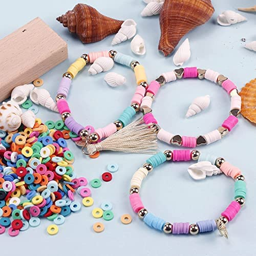 6525 Pcs DIY Clay Beads for Making Bracelets 6mm 28color Flat