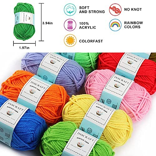  113 Piece Crochet with Yarn Set–1600 Yards Assorted Yarn 73PCS  Crochet Accessories Set Including Ergonomic Hooks, Knitting Needles & More  Ideal Beginner Kit