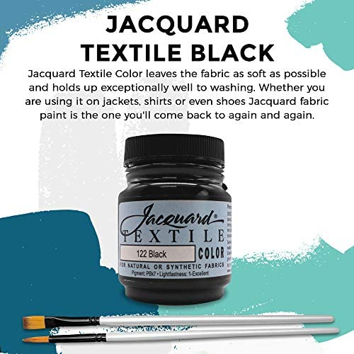 Moshify Jacquard Products Black Textile Color - Fabric Paint Made in USA - JAC1122 2.25-Ounces - Bundled Brush Set 2.25 fl oz (Pack of 1)