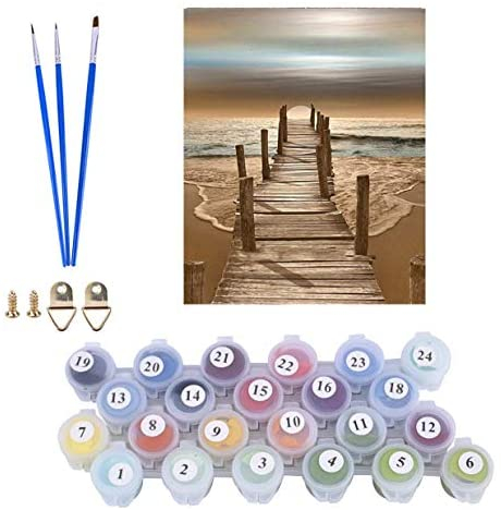 Karyees Beach Sunset Paint by Numbers Kits Beach Sunset DIY Painting by Numbers