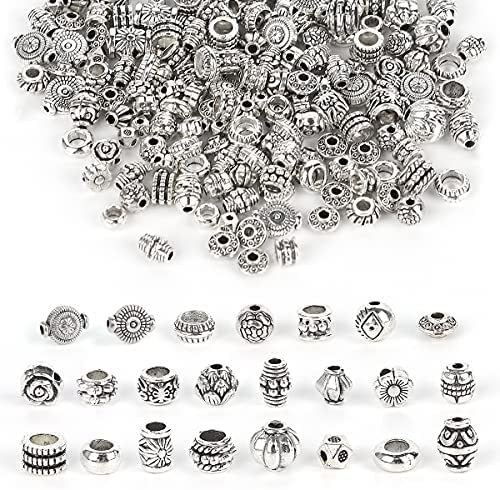 OHBET 180 Silver Spacer Beads - 100g Tibetan Antique Silver Color Metal  Beads Small Loose Spacer Beads with Radom Styles for Jewelry Making DIY  Charm Bracelets