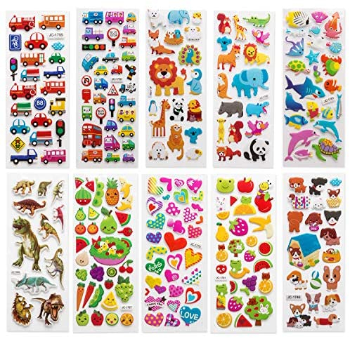 Dinosaur Stickers, 3D Dino Puffy Stickers for Toddlers Boys Kids 24 Sheets Cartoon Dino Stickers for Reward Scrapbook Craft Scrapbook