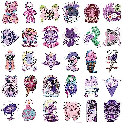 150pcs Pastel Gothic Stickers,Cute Horror Decals Adults Teens Gifts,Vinyl Waterproof Gothic Stickers for Water Bottle Laptop Phone Skateboard Luggage