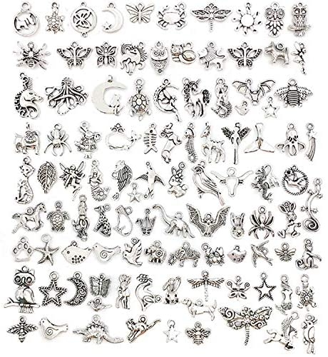 190+ Lot Tibetan Silver Charms for Jewelry Making Mixed Bulk Cat Key Heart  Duck