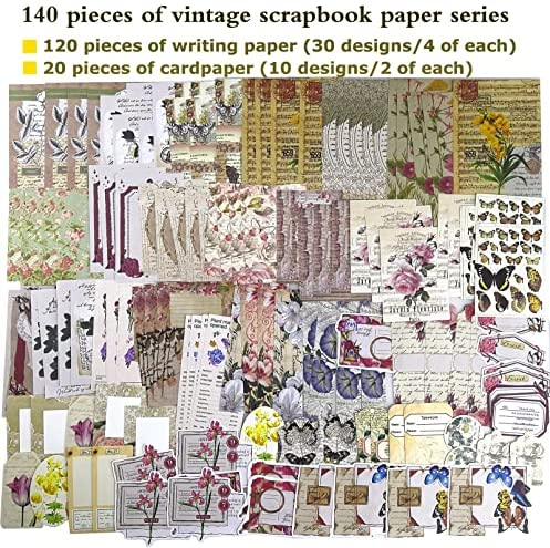 Scrapbooking Supplies Kit, Vintage Botanical Aesthetic Scrapbook