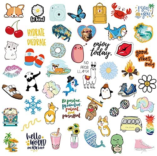  54 pcs Cute Stickers for Water Bottle and Laptop, Waterproof  Durable Trendy Vinyl Hydro Flask Decal for Teen Girl, Compute, Phone,  Skateboard, Guitar : Electronics