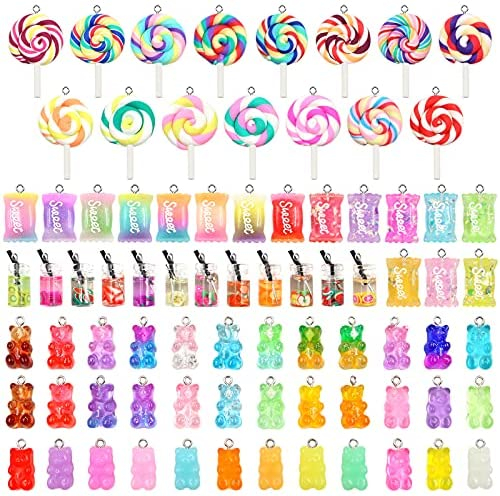 100 Cute Gummy Bear Resin Gummy Bear Charms For DIY Jewelry