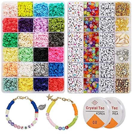 4000pcs Clay Beads For Jewelry Bracelet Making Kit 6mm 24 Colors Flat  Polymer