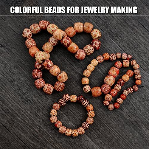 YUEAON Wholesale 200pcs 10mm Natural Painted Wood Beads Round Loose Wooden Bead  Bulk Lots Ball for Jewelry Making Craft Hair DIY Macrame Rosary Bracelet  Necklace Mix Color | ArtBeek