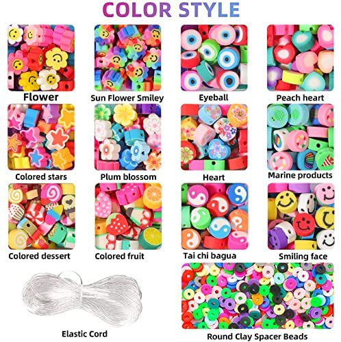 200pcs Mixed Fruit Spacer Beads Smiley Face Beads Color Polymer Clay Beads  and 600Pcs Colorful Polymer Clay Beads. for DIY Jewelry Bracelet Earring  Necklace Craft Making Supplies.