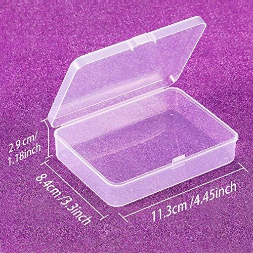 SATINIOR 12 Pack Clear Plastic Beads Storage Containers Box with Hinged Lid for Beads and More (3.3 x 3.3 x 1.2 inch)