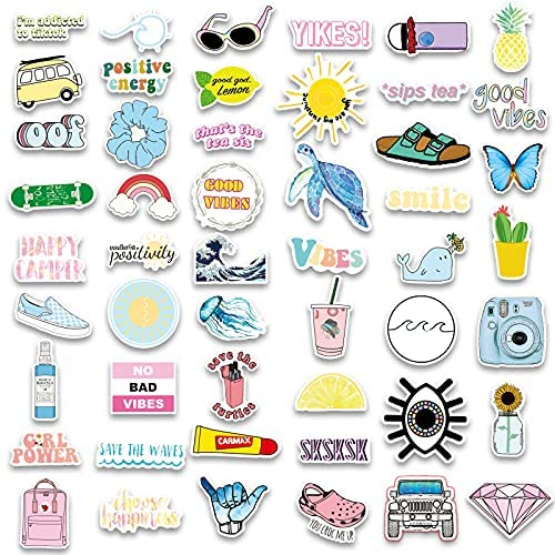 VSCO Stickers for Water Bottles, 100PCS Cute Vinyl Waterproof Aesthetic ...
