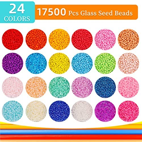 EuTengHao 15646Pcs Pony Seed Beads 2mm Glass Beads Waist Beads with Charms  Jewelry Findings Tweezers Strings for DIY Bracelet Necklaces Earring