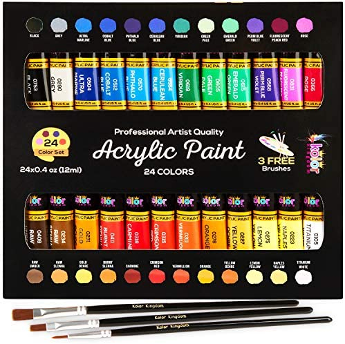 Painting Kit for Adults - 39 Piece Set Includes 24 Acrylic Paints, 3  Canvas, 6 Brushes, Wood Palette, Table Easel, Color Wheel, Spatula - Art  Supplies