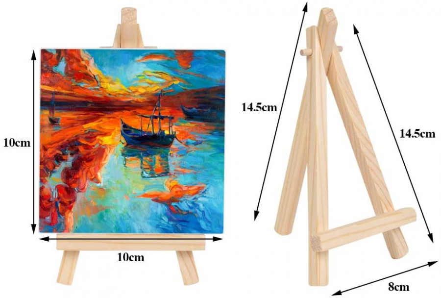 14Pcs Mini Canvas and Easel Brush Set, Canvas 4X4 Inch, Pre