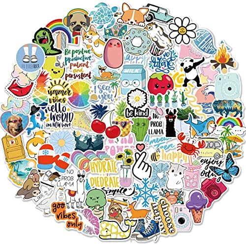 100 Pcs Stickers Pack Colorful Waterproof Stickers, Cute Aesthetic