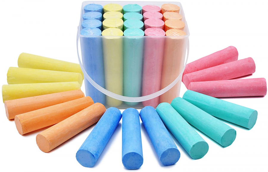 6 Pack Washable Sidewalk Chalks Set Non-Toxic Small Chalk for Schools,  Outdoor Art Play, Paint on Chalkboard, Blackboard and Playground 