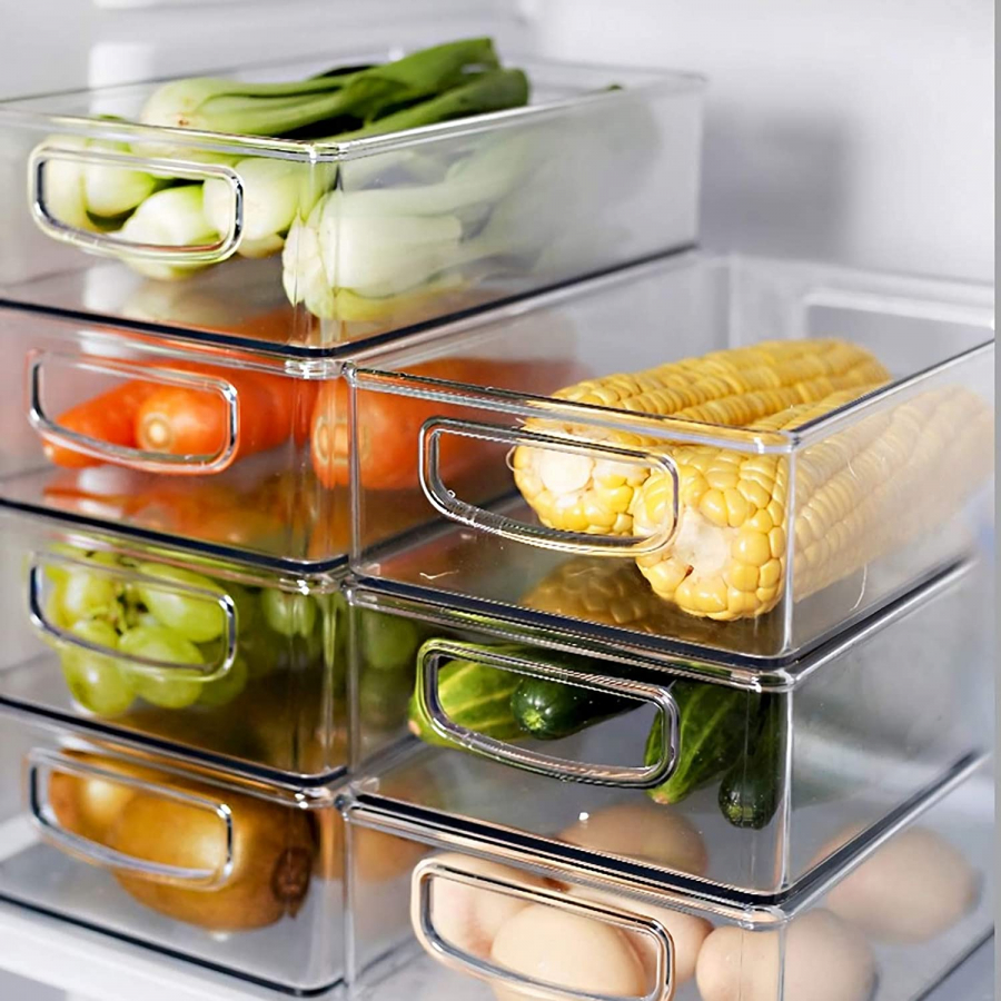 6 Pack Refrigerator Organizer Bins - Fridge Organizers and Storage Clear