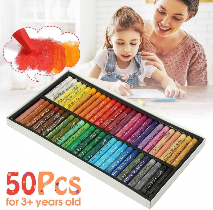 Oil Pastels Set,24 Assorted Colors Non Toxic Professional Round
