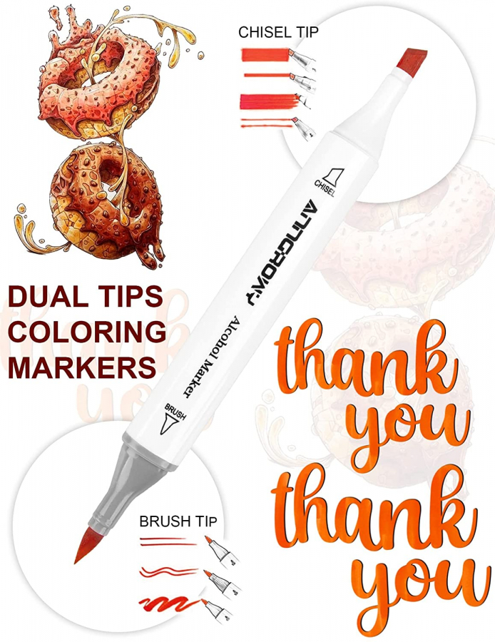 Anngrowy 61 Colors Alcohol Markers Brush Tip