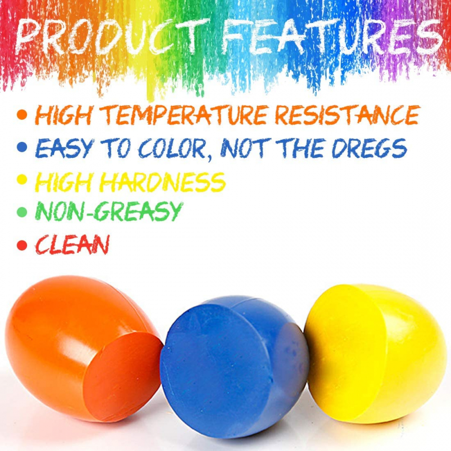  AMINFUN Egg Crayons, 9 Colors Palm Grip Toy, Washable