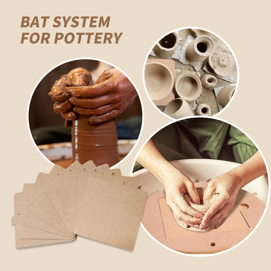 Bat System for Potter’s Wheel, 12” Round Outer Bat with Set of Six 7 ...