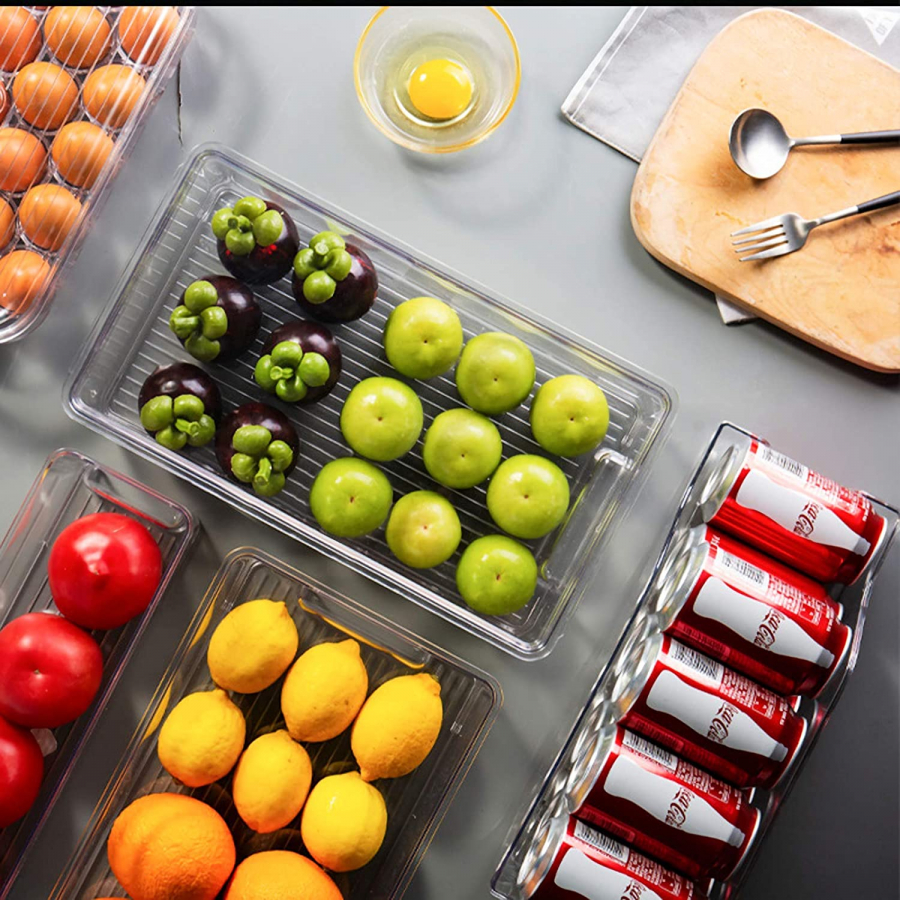 Kingrol 6 Pack Plastic Storage Bins for Pantry Refrigerator Countert