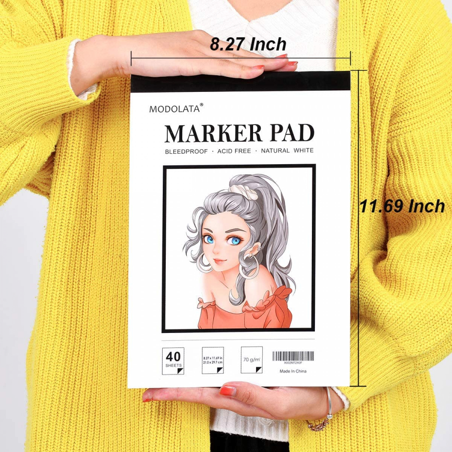 Marker Pad- Spiral Sketchbook with Thick Bleedproof Smooth Coated Art  Paper, 120 GSM Sketching, Coloring, Drawing Paper Pad for Markers | 8.3 x  11.7