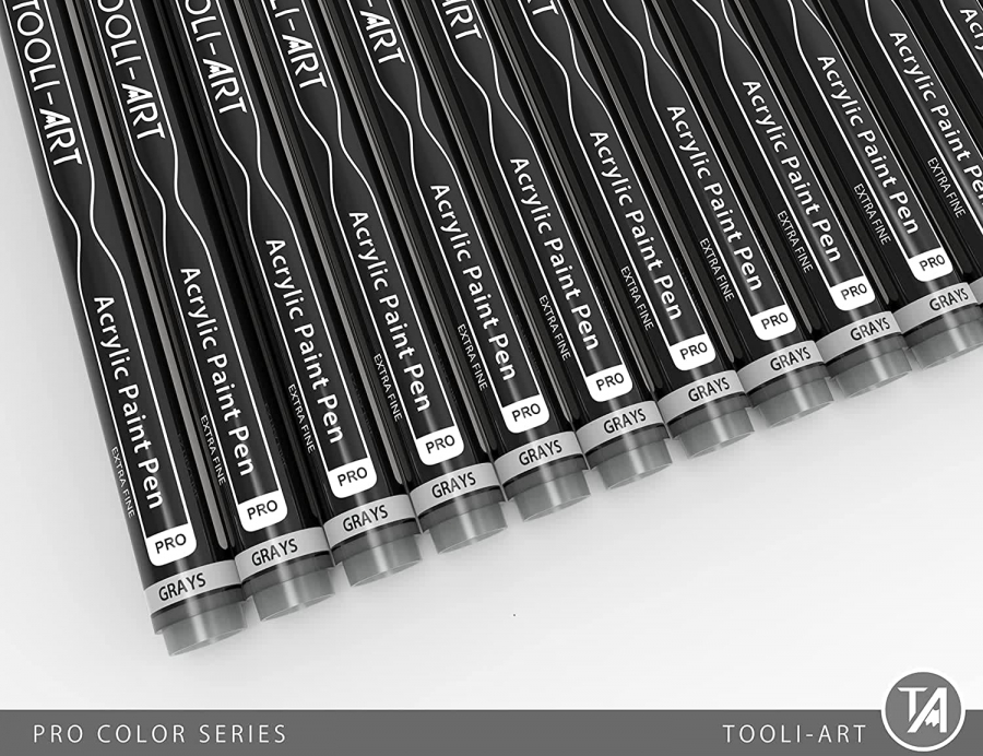 Acrylic Paint Pens Gray Tones 22 Assorted Pro Color Series Grey