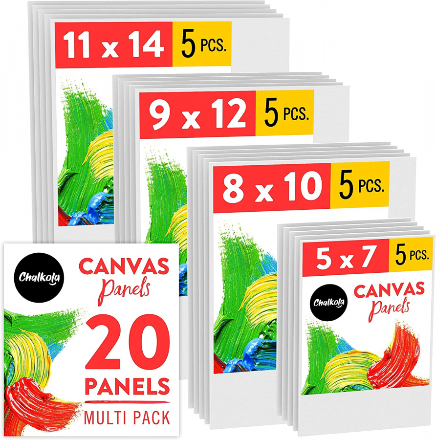 Loomini Canvas Boards for Painting | 11x14 / 7 Pack - 5/8 inch Profile 100% Cotton Pre Primed Stretched Canvas Art Supplies for Acrylic Paint Oil Pain