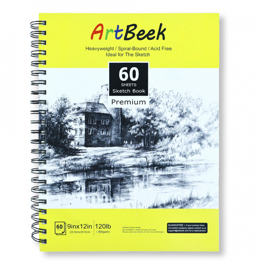 ArtBeek 9x12 Mixed Media Sketch Pad, 120lb/200gsm, 60 Sheets Spiral-Bound Pad, I