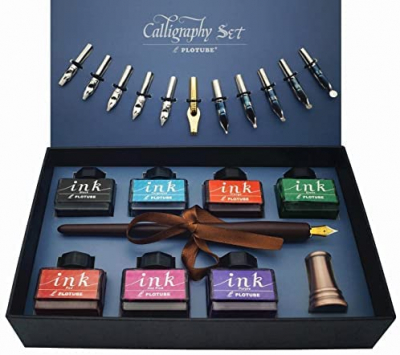 GCQUILL Calligraphy Set Fountain Pens 7 Different Size Nibs and 36 Assorted  Ink Cartridges Kit for Calligraphy Lettering - Complete Easy Learning Set  for Beginners F736