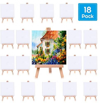 Skyouths Canvases for Painting, 40x30,30x20, 20x15, 8 Set Stretched White  Canvas with Petal Paint Tray Palettes & Tape, Artist Canvases Frame Board