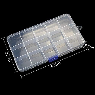 5 Pack 15 Grids Clear Bead Storage Containers Craft Storage Cases Transparent Jewelry Organizer Boxes with Hinged Lid Craft Organizer and Storage Box