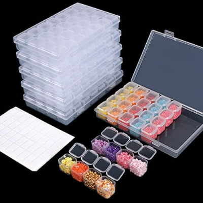 168 Slots 6pcs 28 Grids Diamond Painting Boxes Plastic Organizer, Bead Organizer