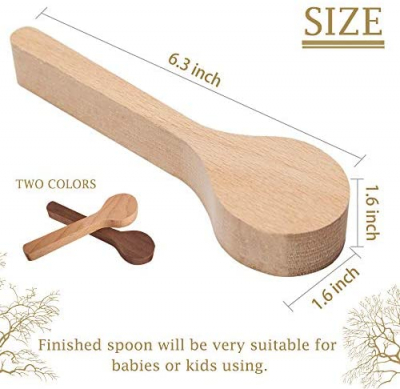 Wood Carving Spoon Blank Beech and Walnut Wood Unfinished Wooden