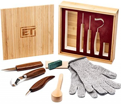 Elemental Tools 9pc Wood Carving Tools Set - Hook Carving Knife,