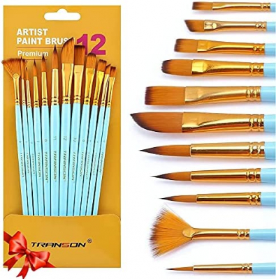Fuumuui Oil Paint Brushes, 11pcs Professional 100% Natural Chungking Hog Bristle Artist Paint Brushes for Acrylic and Oils Painting with A Free