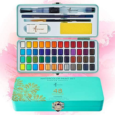 Watercolor Paint Set, 48 Vivid Colors in Portable Box