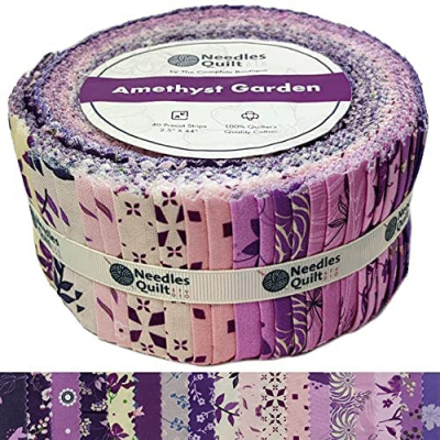 Needles Quilt Studio - 2.5" Precut 40 Fabric Strip Bundle (Amethyst Garden)