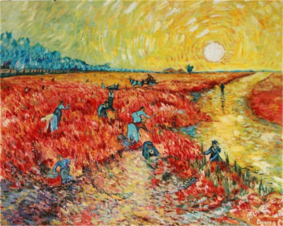 Paint by Numbers for Adults Kids, The Red Vineyard by Van Gogh 16x20 Inch