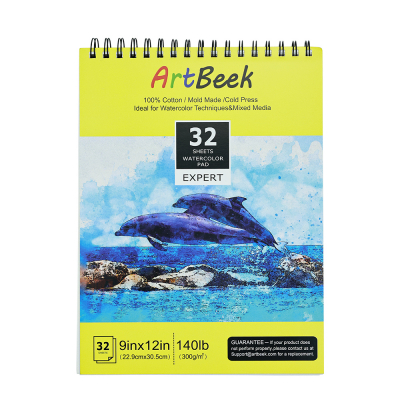ArtBeek Watercolor Paper, 9x12 Inch, 32 Sheets, 300 gsm