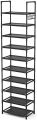 LANTEFUL 10 Tiers Tall Shoe Rack 20-25 Pairs Boots Organizer Storage Sturdy Narrow Shoe Shelf for Entryway, Closets with Hooks