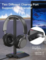 Link Dream Headphone Stand Gaming Headset Holder with RGB Light 2 USB Charging Port Aluminum Supporting Bar Flexible Headrest Anti-Slip Pads Earphone Stand for All Headphones