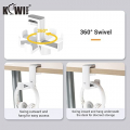 KIWIFOTOS Under Desk Headphone Stand Holder, PC Gaming Headset Hook Hanger Mount with 360 Adjustable Rotating Arm Clamp & Built in Cable Clip - White