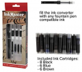 Ink Master Calligraphy Set Fountain Pens 4 Different Size Nibs and 20 Assorted Ink Cartridges Plus One Bottled Ink Converter - Complete Easy Learning Kit for Beginners
