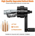 Pencil Sharpener Black, Manual Pencil Sharpener with Stronger Helical Blade to Fast Sharpen for Kids