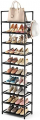 LANTEFUL 10 Tiers Tall Shoe Rack 20-25 Pairs Boots Organizer Storage Sturdy Narrow Shoe Shelf for Entryway, Closets with Hooks