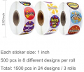 1500 PCS Reward Stickers for Students Kids in 24 Designs, Soykay 1 inch Round Encouragement Motivational Labels Stickers