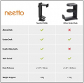 Neetto HS906 Headphone Stand & Hanger 2 in 1, Above & Under Desk Gaming Headset Holder Mount Hook with Height Adjustable & Rotating Clamp